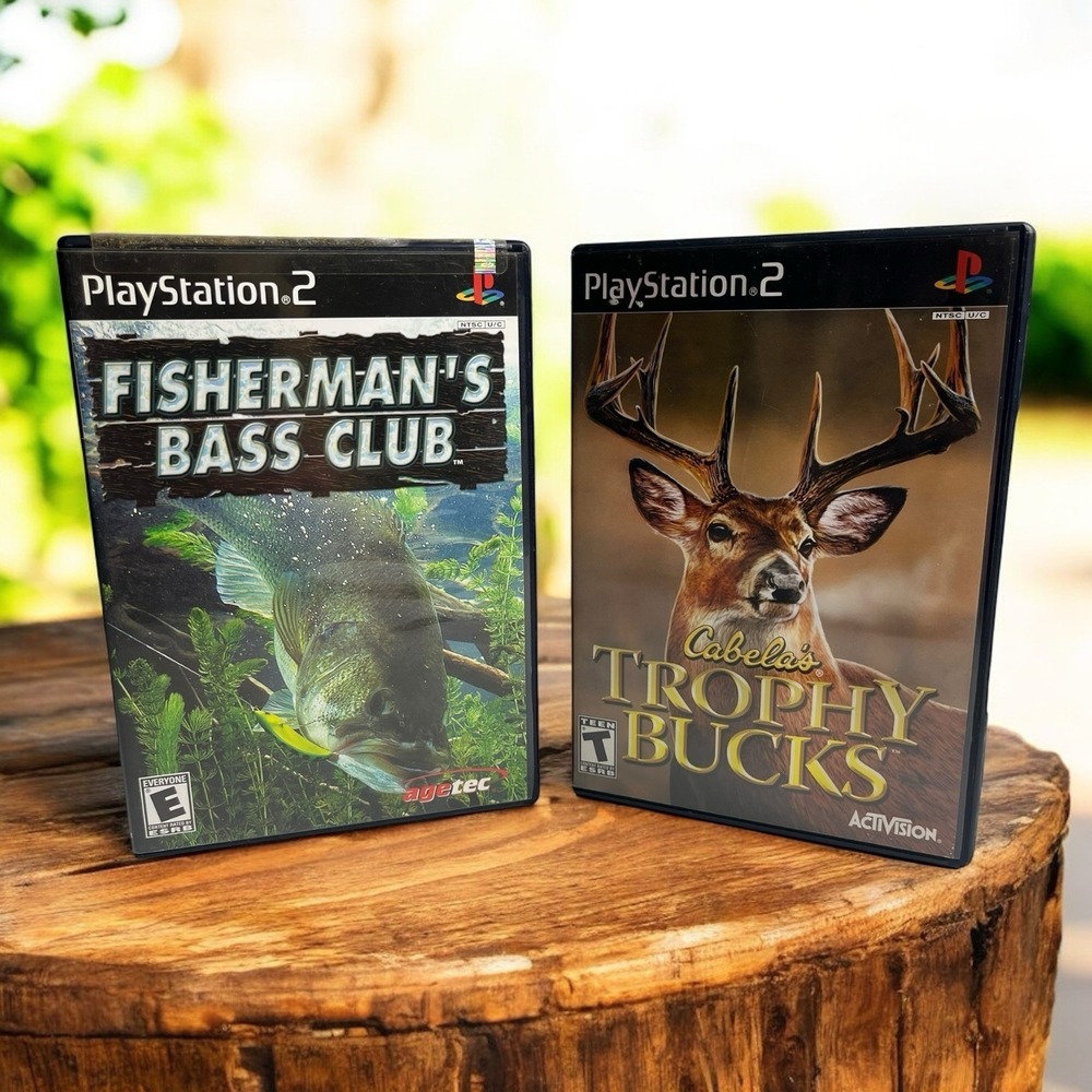 PlayStation 2 PS2 Hunting Fishing Fishermans Bass Cabelas Trophy Bucks Lot 2 CIB